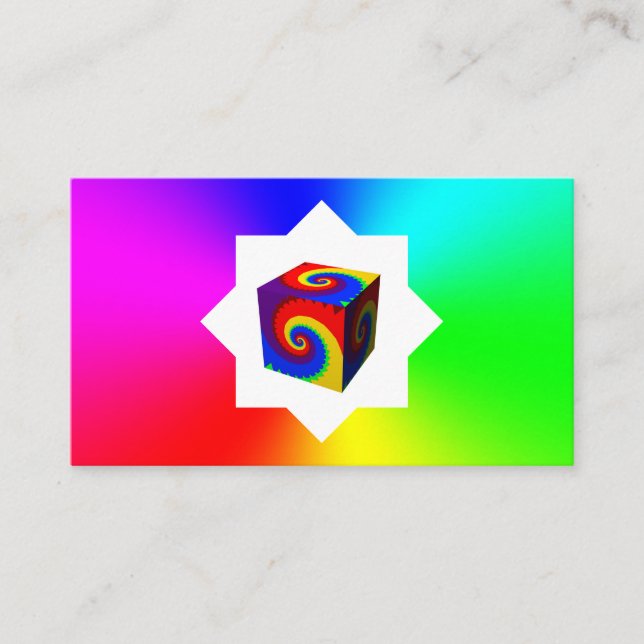Spiral Rainbow Cube Business Card (Front)