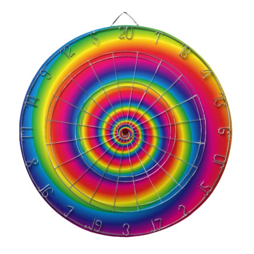 Spiral Rainbow Dartboard With Darts