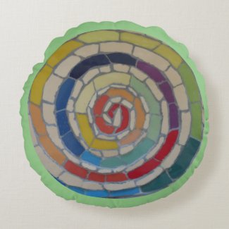 Spiral Rainbow Mosaic Yoga Round Pillow