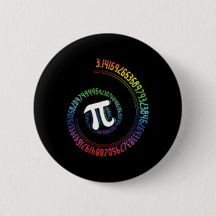 Spiral Rainbow Nerd Math Geek Mathematician Pi Day Button