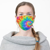 Spiral Rainbow Tie Dye Adult Cloth Face Mask (Worn)