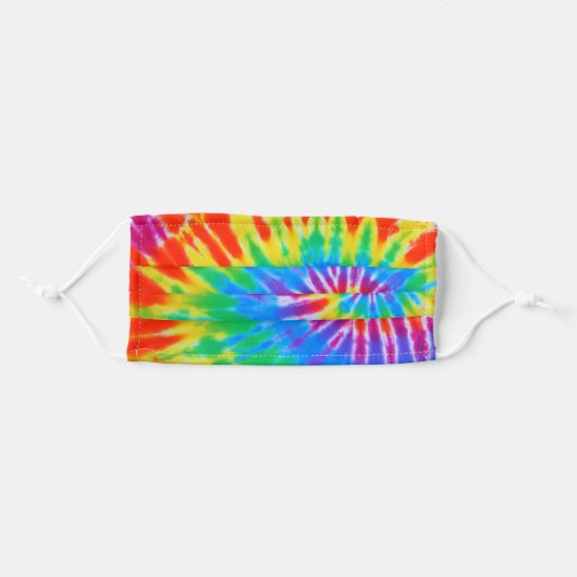 Spiral Rainbow Tie Dye Adult Cloth Face Mask (Front, Folded)