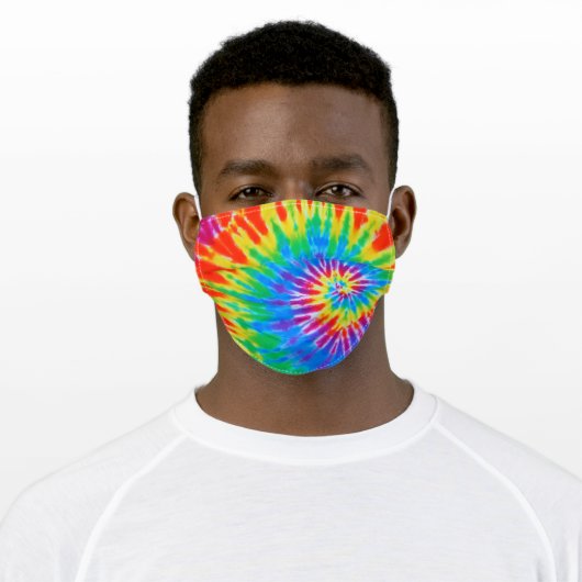 Spiral Rainbow Tie Dye Adult Cloth Face Mask (Worn)