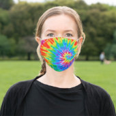 Spiral Rainbow Tie Dye Adult Cloth Face Mask (Outside)