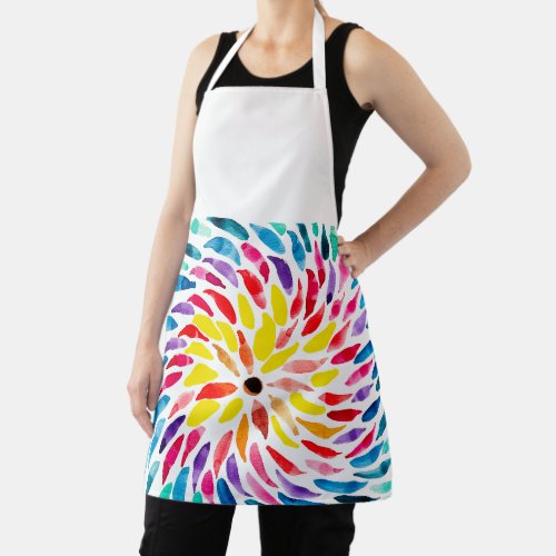 Spiral rainbow watercolor abstract apron