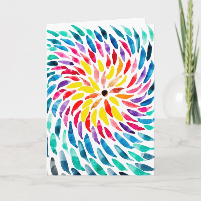 Spiral rainbow watercolor abstract card (Front)