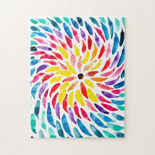 Spiral rainbow watercolor abstract jigsaw puzzle