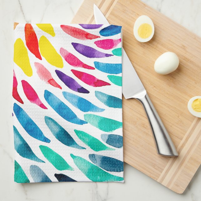 Spiral rainbow watercolor abstract kitchen towel (Quarter Fold)