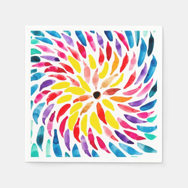 Spiral rainbow watercolor abstract napkins (Front)