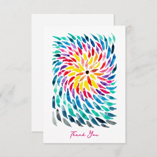 Spiral rainbow watercolor abstract note card