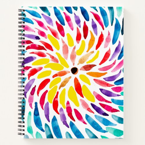 Spiral rainbow watercolor abstract notebook