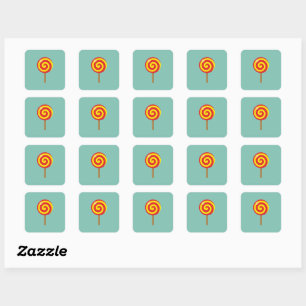 Spiral Red Yellow Lollipop Square Sticker
