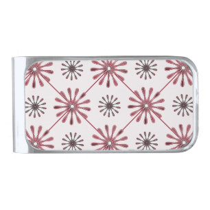 Spiral Retro Flowers Choose Any Background Color Silver Finish Money Clip