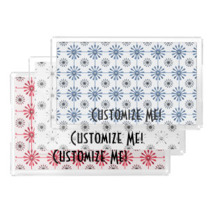 Spiral Retro Flowers Choose Your Background Color Acrylic Tray