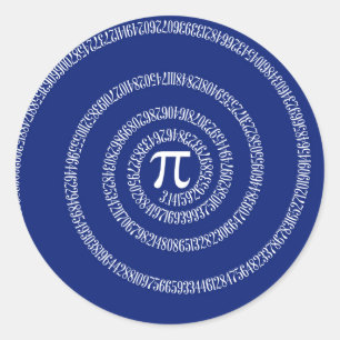 Spiral Rings for Pi on Navy Blue Classic Round Sticker