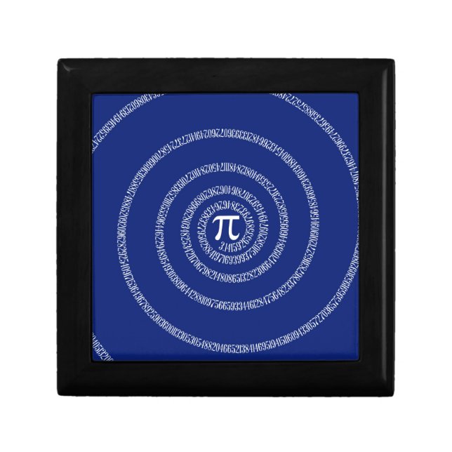Spiral Rings for Pi on Navy Blue Keepsake Box (Front)