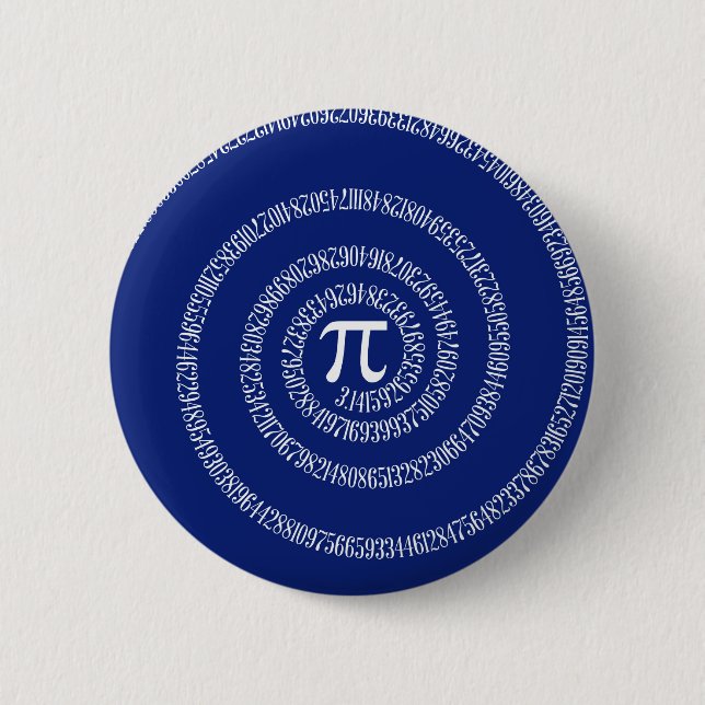 Spiral Rings for Pi on Navy Blue Pinback Button (Front)
