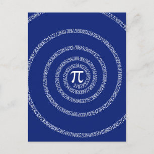 Spiral Rings for Pi on Navy Blue Postcard
