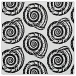 Spiral Seashell Block Print, Black and White Fabric