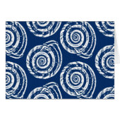 Spiral Seashell Block Print, Cobalt Blue and White (Front Horizontal)