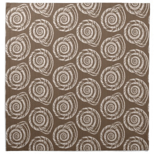 Spiral Seashell Block Print, Taupe Tan and Cream Cloth Napkin