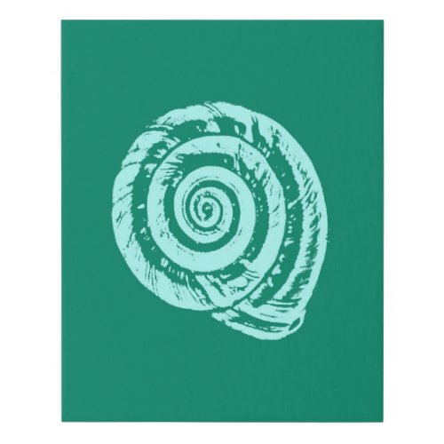 Spiral Seashell Block Print Turquoise and Aqua   Faux Canvas Print