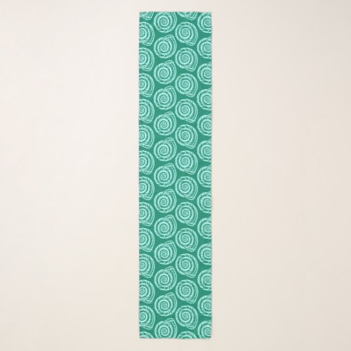 Spiral Seashell Block Print Turquoise and Aqua Scarf
