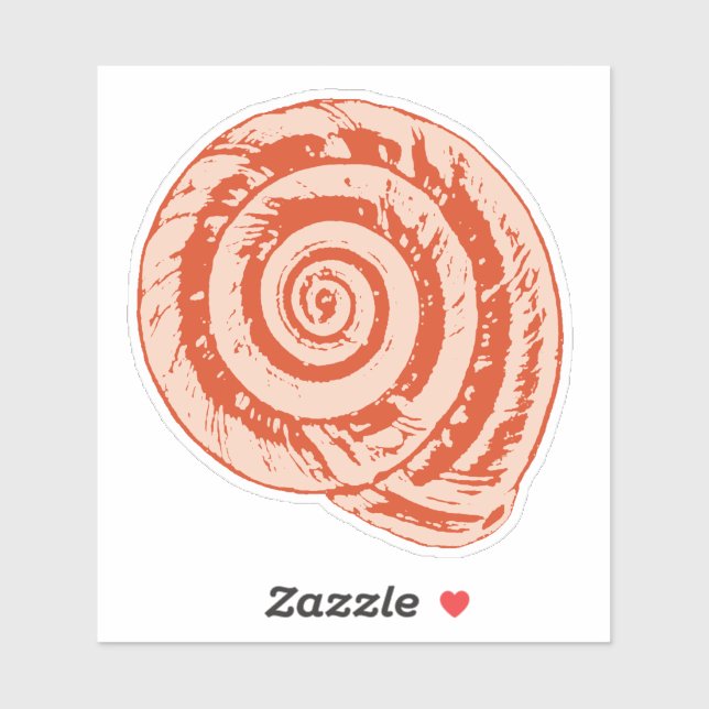 Spiral Seashell in Coral Orange Sticker (Sheet)