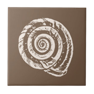 Spiral Seashell, Taupe Tan and Cream / Beige  Ceramic Tile
