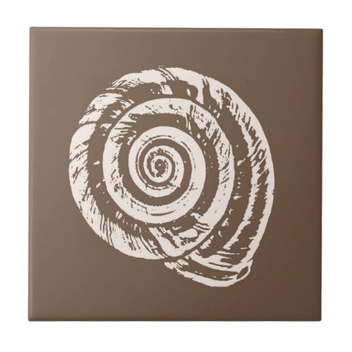 Spiral Seashell Taupe Tan and Cream  Beige  Ceramic Tile