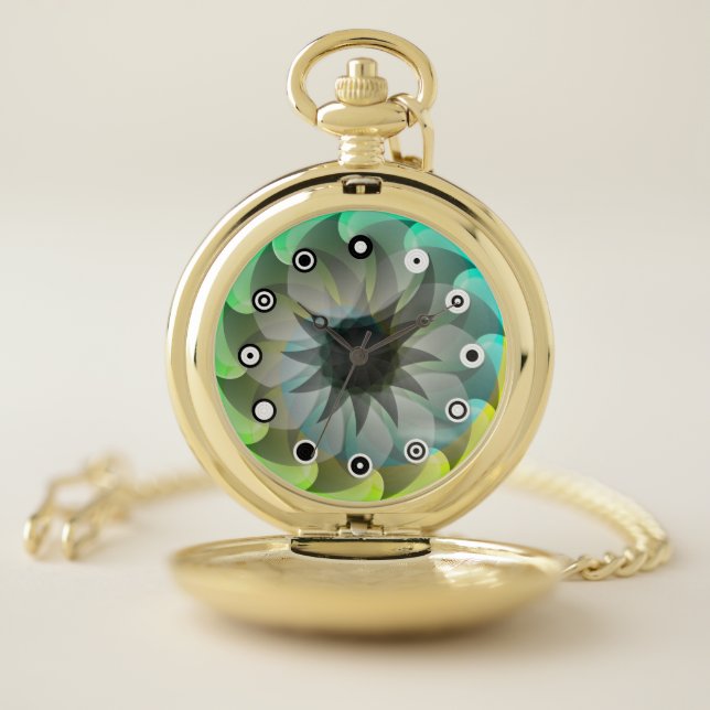 Spiral Shark (Binary Face) by Kenneth Yoncich Pocket Watch (Inside)