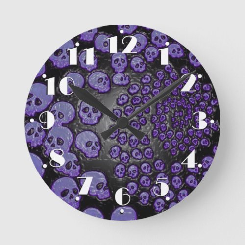 Spiral Skulls Round Clock