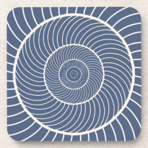 Spiral snail Fibonacci slate blue cream nautical Beverage Coaster