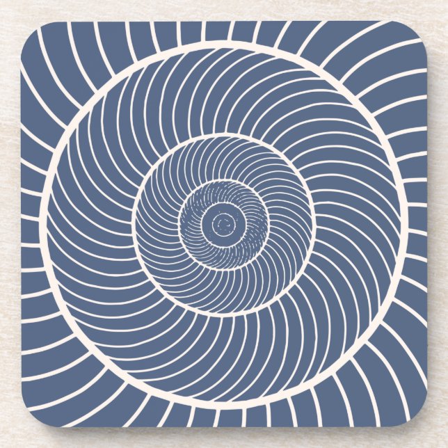 Spiral snail Fibonacci slate blue cream nautical Beverage Coaster (Front)