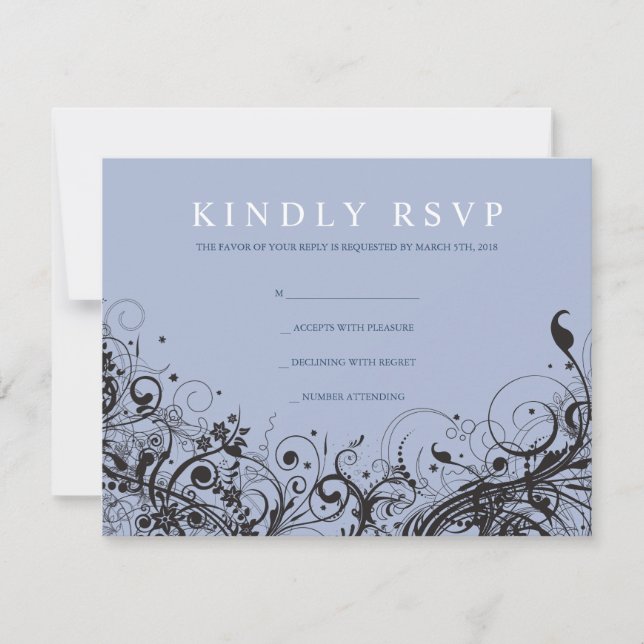 SPIRAL & STARS Jewish Wedding Reply Card (Front)