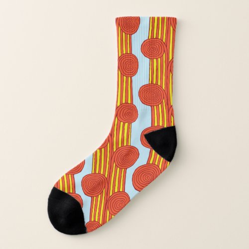 Spiral Stem Hand Drawn Vintage Socks