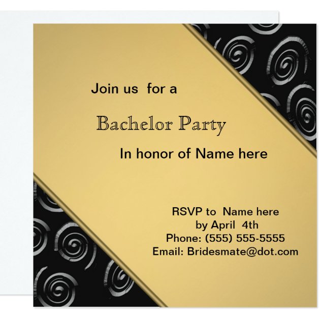 Spiral Swirl Bachelor Party Invitations