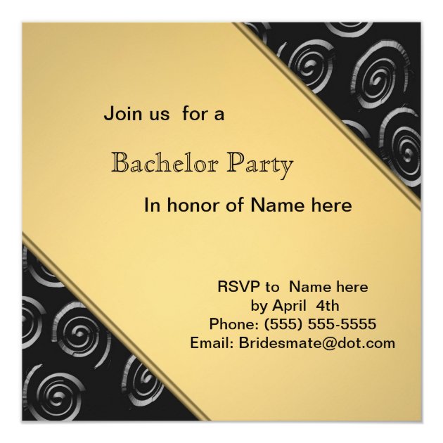 Spiral Swirl Bachelor Party Invitations