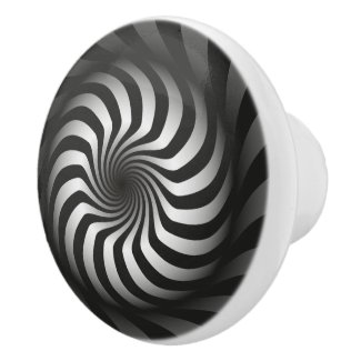 Spiral Swirl Black and White Cabinet Drawer Knob