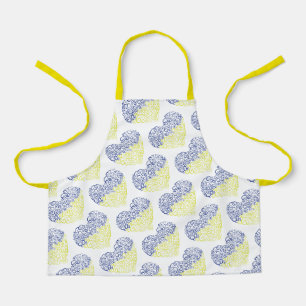 Spiral swirls mehandi heart Ukrainian flag colors Apron