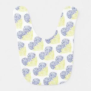 Spiral swirls mehandi heart Ukrainian flag colors Baby Bib