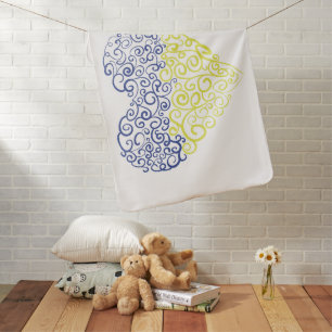 Spiral swirls mehandi heart Ukrainian flag colors Baby Blanket