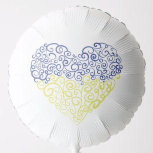 Spiral swirls mehandi heart Ukrainian flag colors Balloon