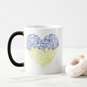 Spiral swirls mehandi heart Ukrainian flag colors Color Morph Mug