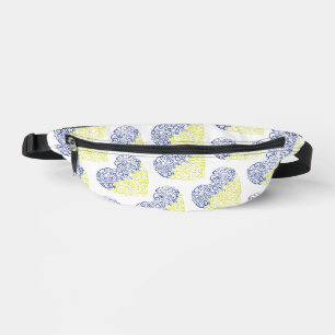Spiral swirls mehandi heart Ukrainian flag colors Fanny Pack