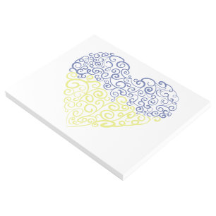 Spiral swirls mehandi heart Ukrainian flag colors Gallery Wrap