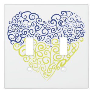 Spiral swirls mehandi heart Ukrainian flag colors Light Switch Cover