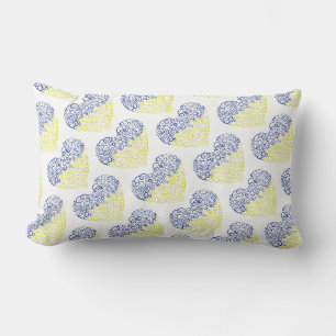 Spiral swirls mehandi heart Ukrainian flag colors Lumbar Pillow