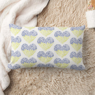 Spiral swirls mehandi heart Ukrainian flag colors Lumbar Pillow