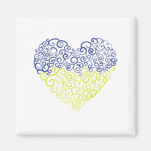 Spiral swirls mehandi heart Ukrainian flag colors Magnet